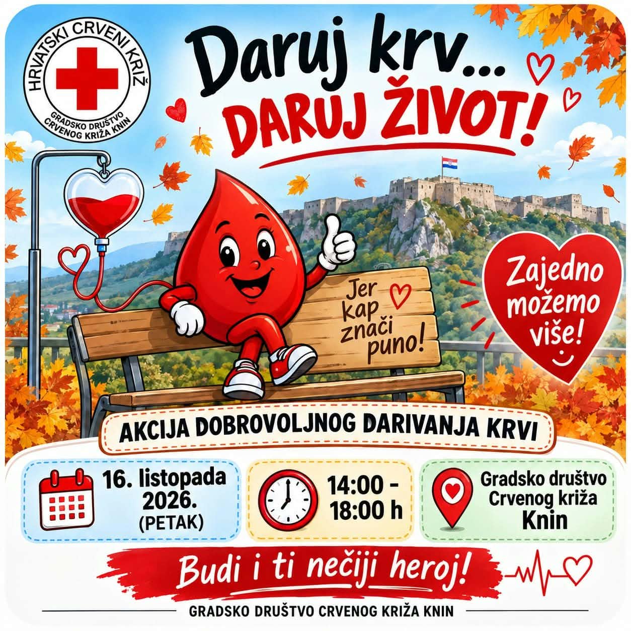 U Kninu 13. akcija dobrovoljnog darivanja krvi: Prilika da pomognemo i spasimo živote