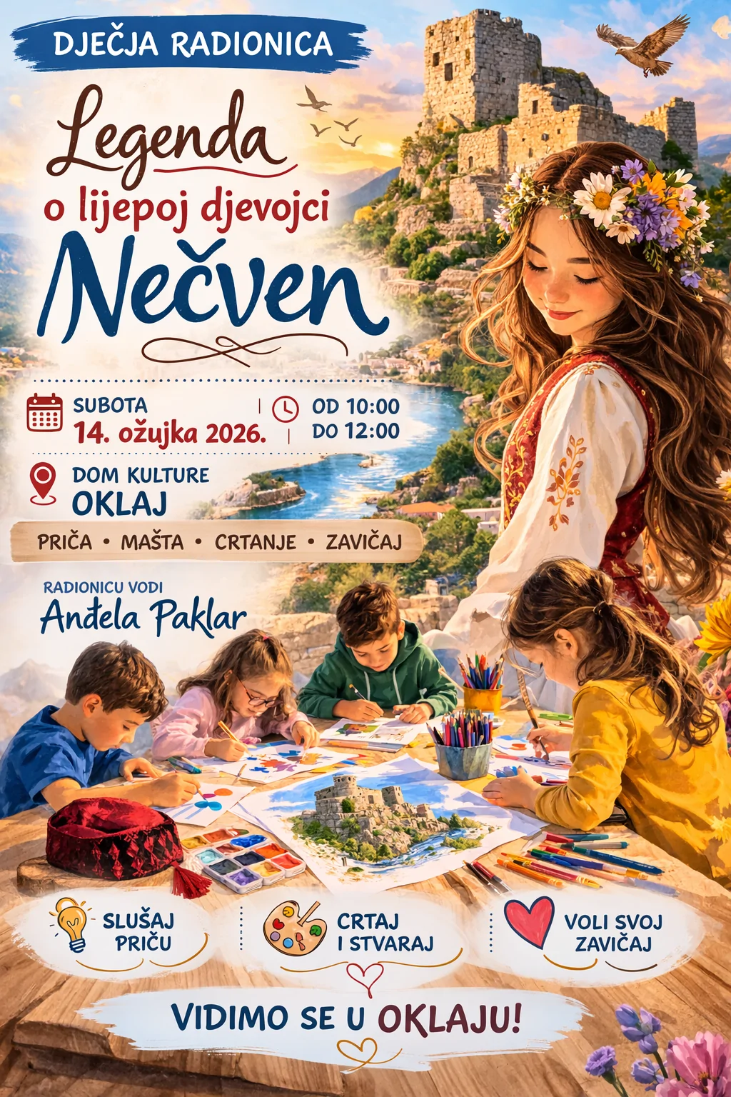 Legenda o lijepoj djevojci Nečven ove subote u Oklaju – nova radionica za djecu