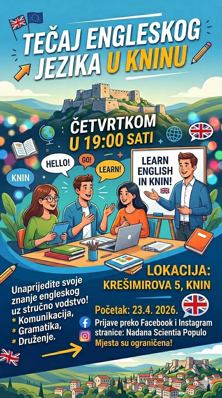 Tečaj engleskog jezika u Knin: Nova prilika za učenje kroz projekt Klub mladih
