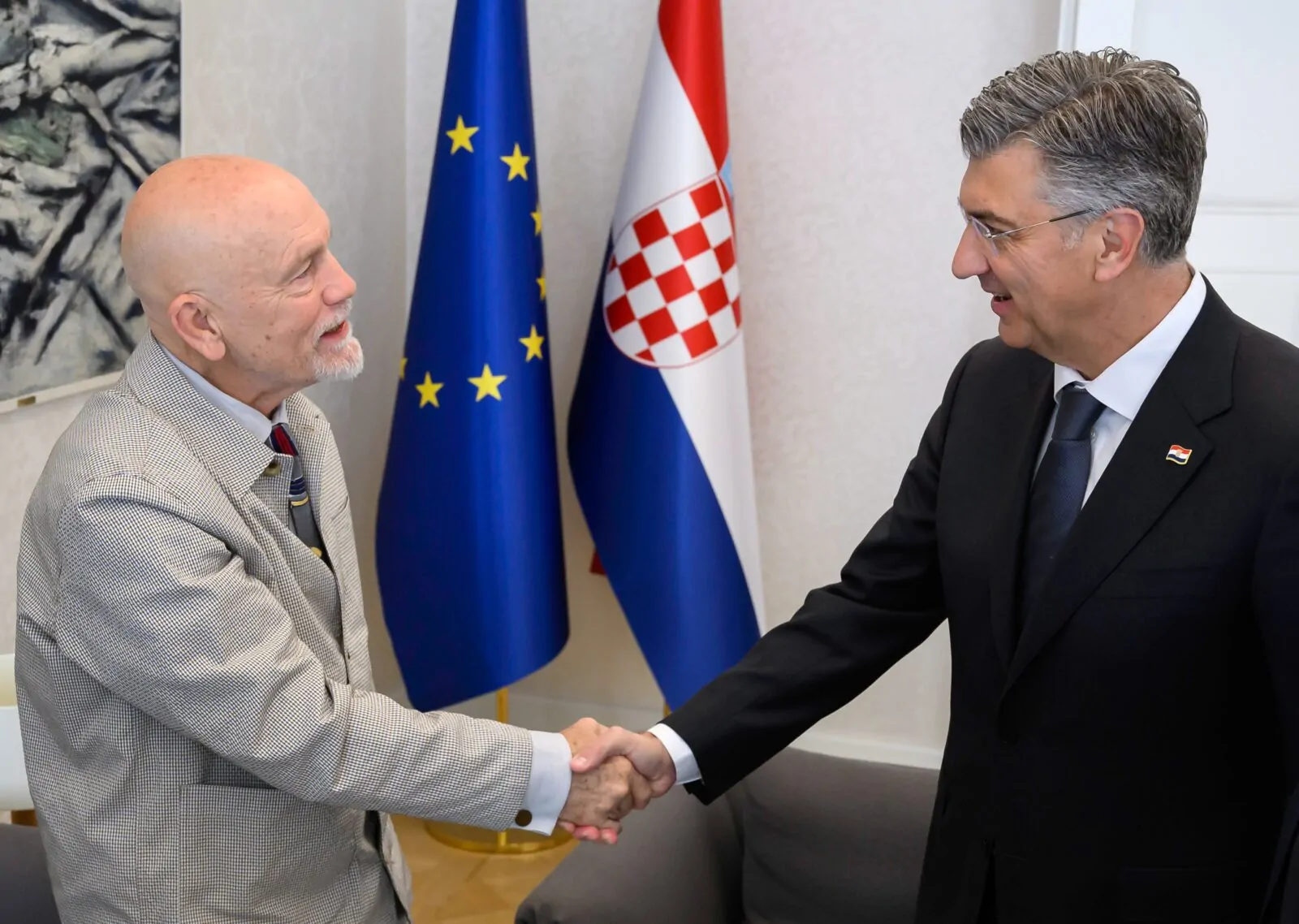 Susret u Banskim dvorima: Plenković ugostio Johna Malkovicha