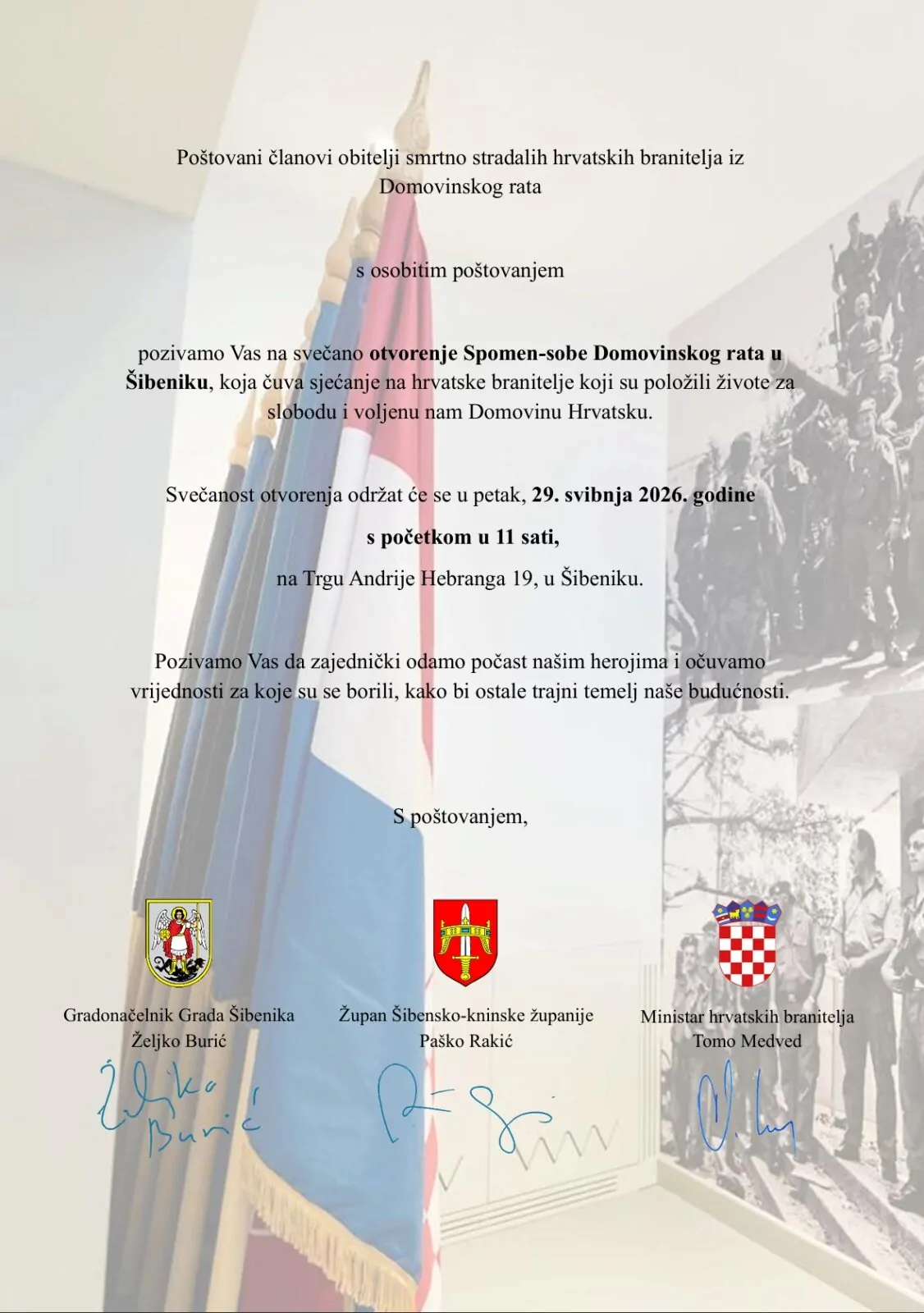 Svečano otvorenje Spomen-sobe Domovinskog rata