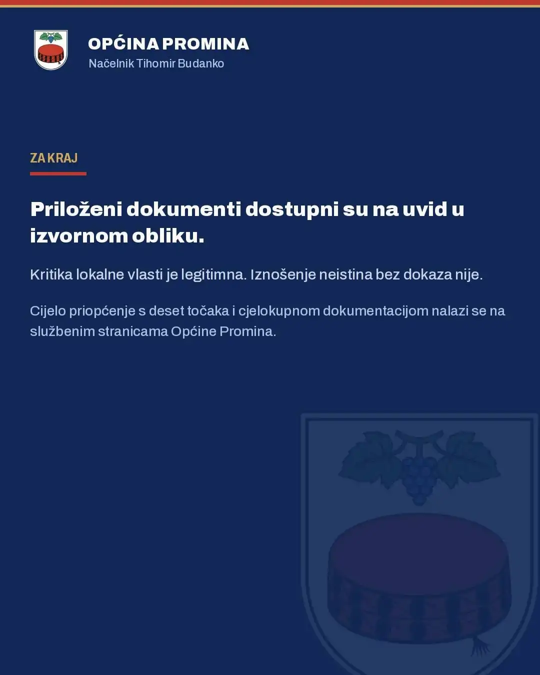 VAŽNO PRIOPĆENJE: Reakcija Općine Promina na širenje lažnih vijesti - Objava.hr 