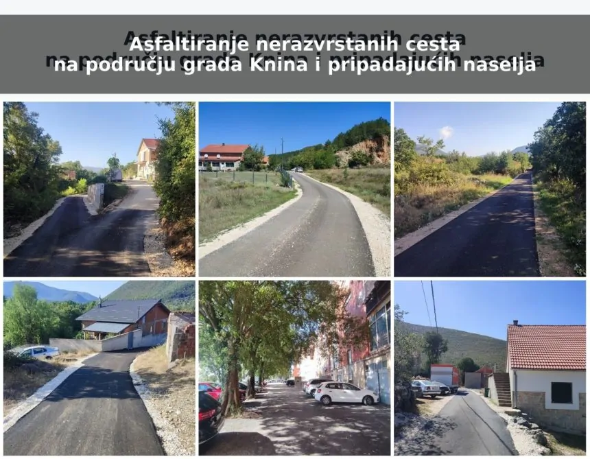 Asfaltiranje nerazvrstanih cesta na području grada Knina i pripadajućih naselja - Objava.hr 