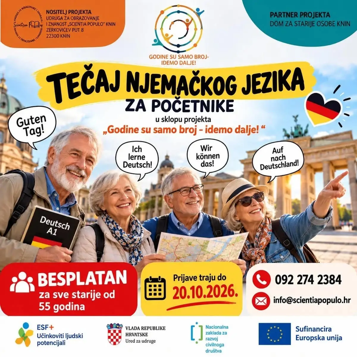 Knin: Besplatan tečaj njemačkog jezika za starije od 55 godina